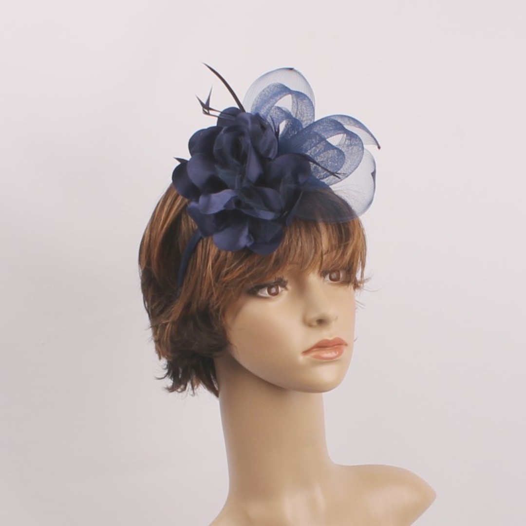  Headband fascinater w flower navy STYLE: HS/4680/NVY image 0
